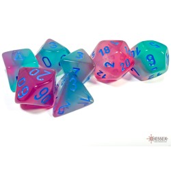 Chessex - Set 7 Dadi Poliedrici Gemini - Gel Green-Pink/Blue Luminary